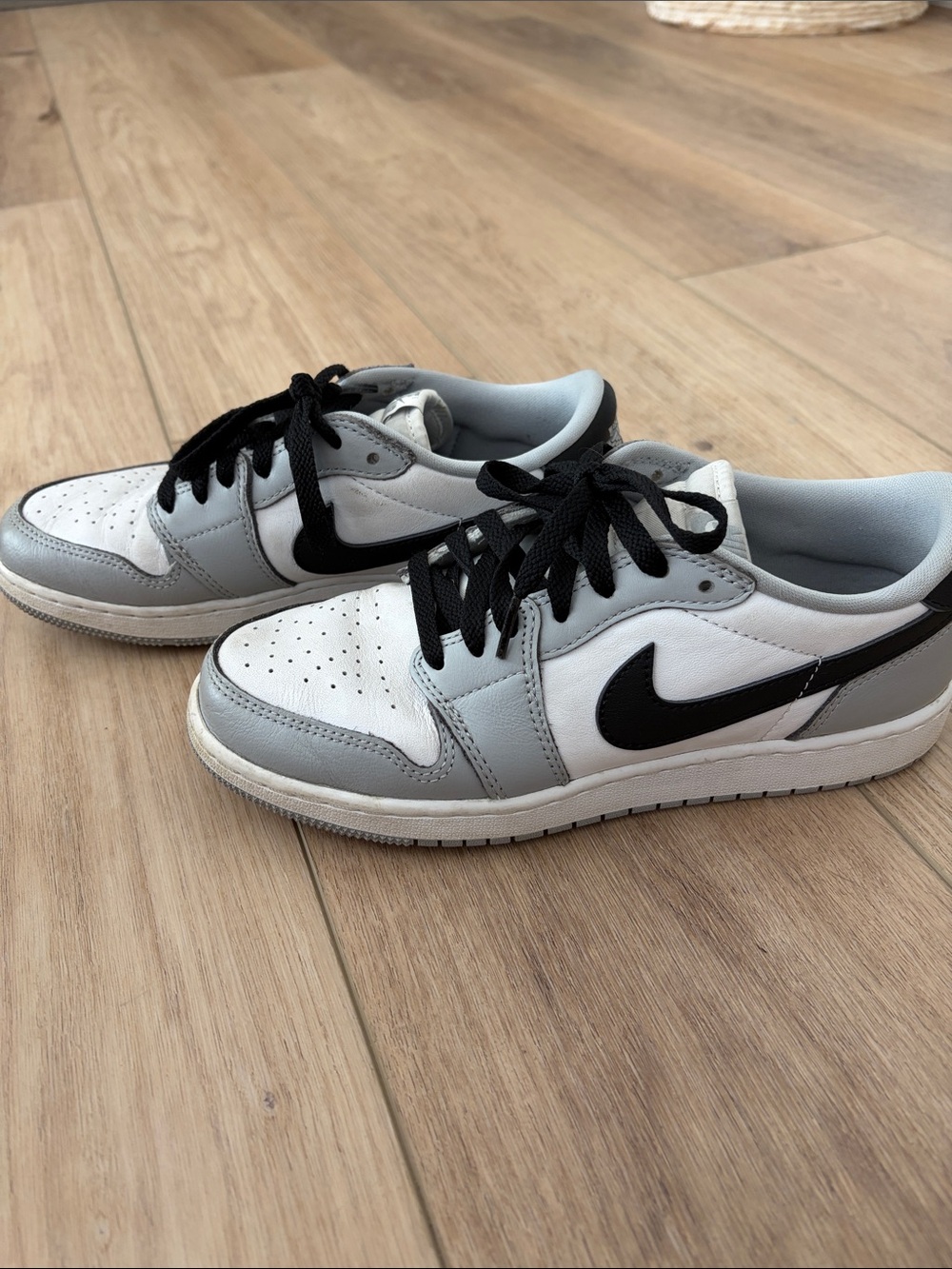 Nike Youth Low-Top Jordans in White, Gray & Black